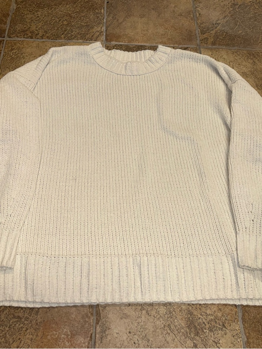 aerie Cream Crew Neck Knit Sweater